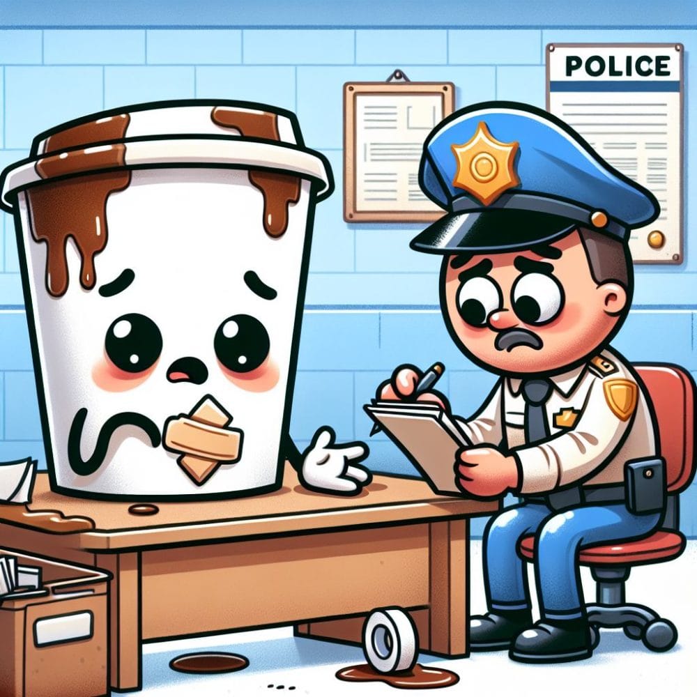 Coffee Mug Filing a police reporrt