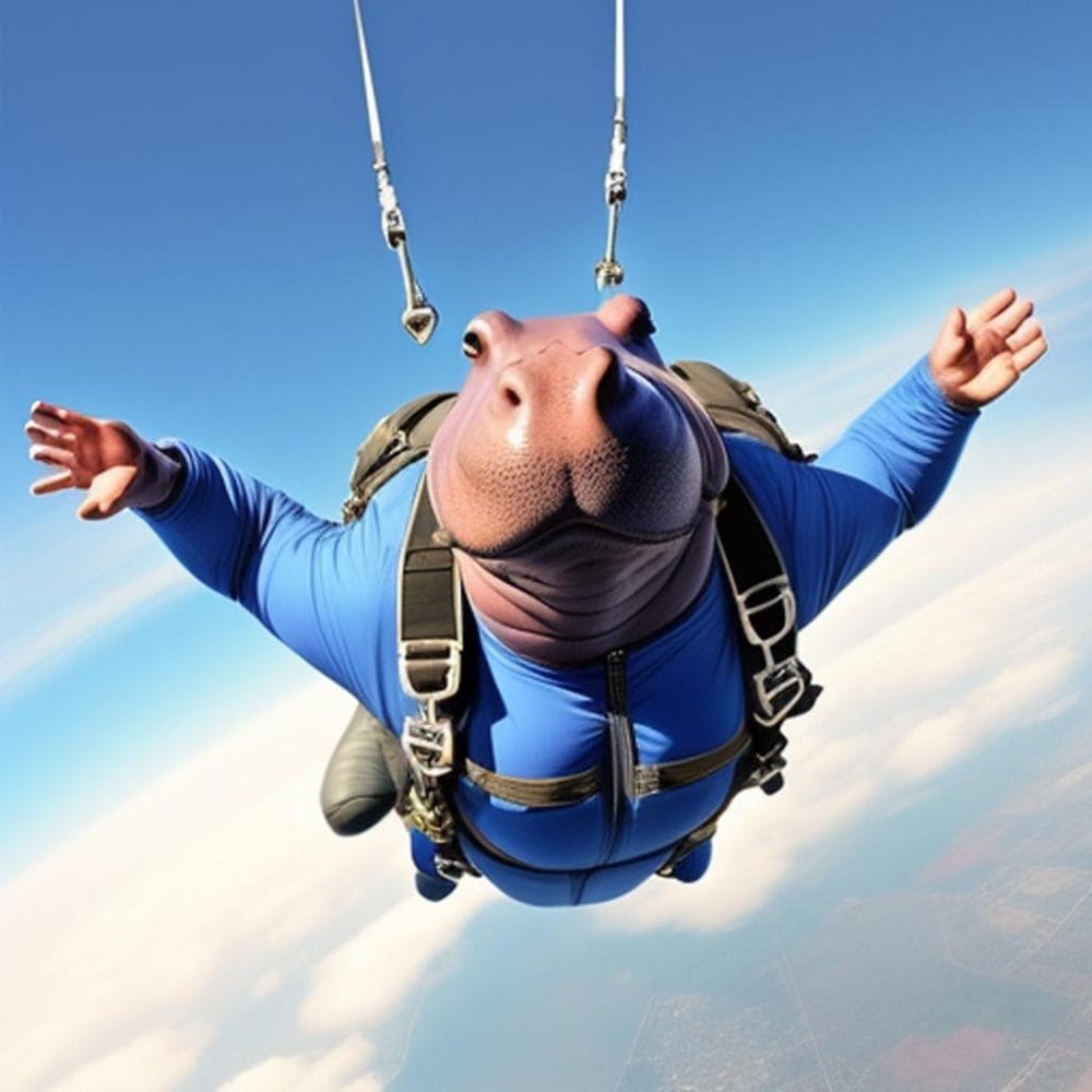 Hippopotamus Skydiving
