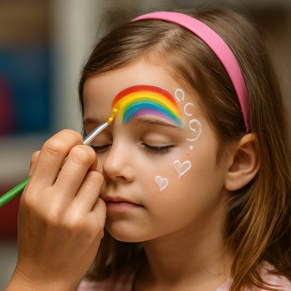A child's face being painted