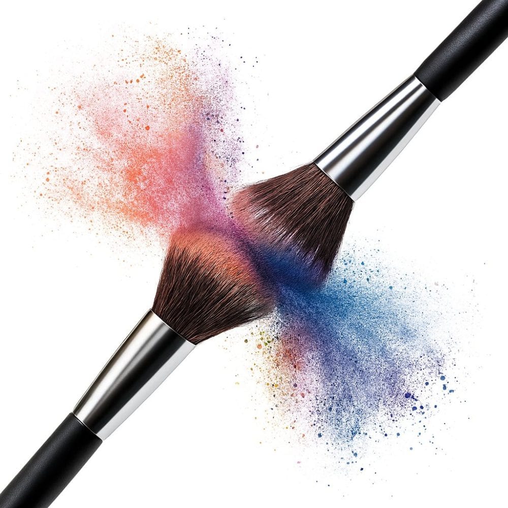 Makeup brushes clashing